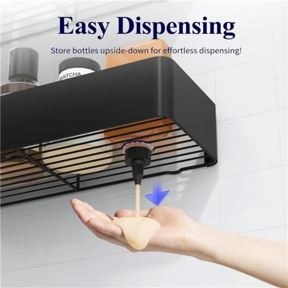 2 Pack Adhesive Shower Organizer,  Rustproof Stainless Steel, Black